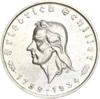 Drittes Reich 5 Reichsmark 1934 F Friedrich von Schiller...