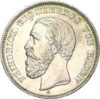 Baden Friedrich I. 5 Mark 1901 G Silber vz+ Jäger 29