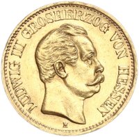 Hessen Ludwig III. 10 Mark 1873 H Gold vz+ Jäger 213