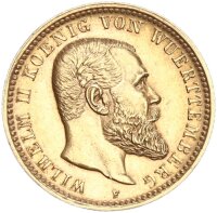 Württemberg Wilhelm II. 10 Mark 1912 F Gold vz...