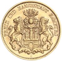 Hamburg Stadt 10 Mark 1905 J Gold vz/vz+ Jäger 211