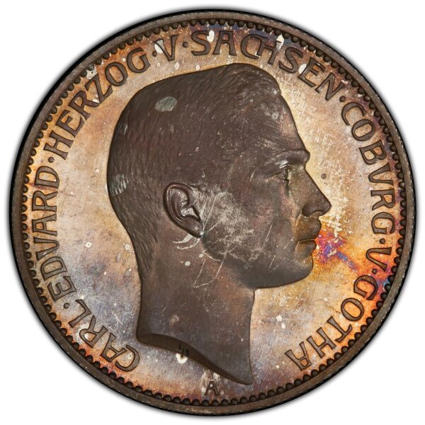 Sachsen-Coburg-Gotha Carl Eduard 2 Mark 1905 A PCGS PR65 Silber PP Jäger 147