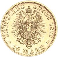 Württemberg Karl 10 Mark 1879 F Gold ss+/f. vz...