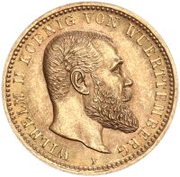 Württemberg Wilhelm II. 10 Mark 1910 F Gold stgl....