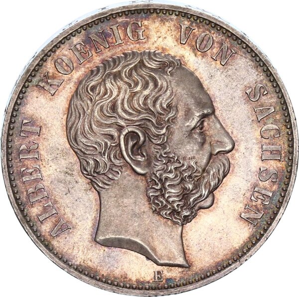 Sachsen Albert 5 Mark 1898 E Silber f. stgl. Jäger 125