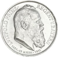 Bayern Luitpold 3 Mark 1911 D Prinzregent Silber f....