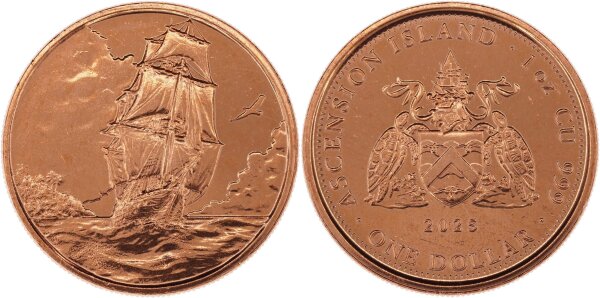 1 oz Copper Ascension Island Sailing Ship 2025 | Numiverse, 9,39 €