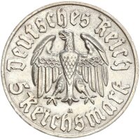 Drittes Reich 5 Reichsmark 1933 A Martin Luther Silber vz...