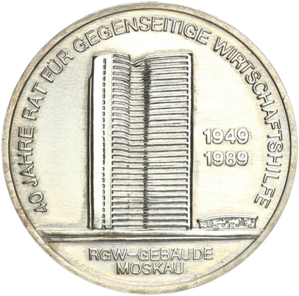DDR Gedenkmünze 10 Mark 1989 A Wirtschaftshilfe RGW-Gebäude Moskau pfr., stgl. Jäger 1625