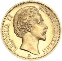Bayern Ludwig II. 20 Mark 1873 D Gold vz-stgl. Jäger...