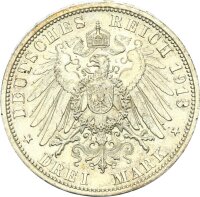 Preußen Wilhelm II. 3 Mark 1913 A Regierungsjubiläum Silber pfr., stgl. Jäger 112