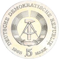 DDR Gedenkmünze 5 Mark 1968 A Robert Koch pfr.,...