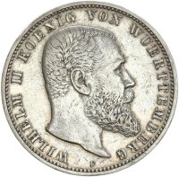 Württemberg Wilhelm II. 5 Mark 1902 F Silber ss+...