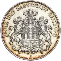 Hamburg Stadt 3 Mark 1914 J Silber ss-vz Jäger 64