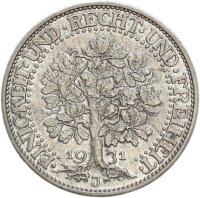Weimarer Republik 5 Reichsmark 1931 J Eichbaum Silber vz...