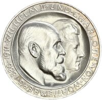Württemberg Wilhelm II. 3 Mark 1911 F Hochzeit...