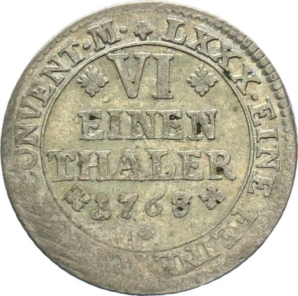Braunschweig-Wolfenbüttel Fürstentum Karl I. 1/6 Taler 1768 IDB (Braunschweig) Pferd Silber s