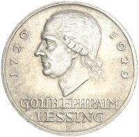Weimarer Republik 3 Reichsmark 1929 D Lessing Silber vz...