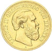Hessen Ludwig IV. 10 Mark 1888 A Gold ss Jäger 219
