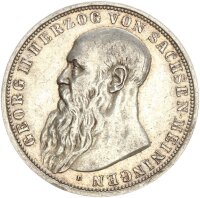 Sachsen-Meiningen Georg II. 3 Mark 1908 D Silber ss-vz...