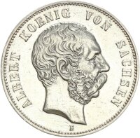Sachsen Albert 5 Mark 1889 E Silber ss-vz Jäger 122