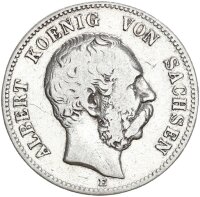 Sachsen Albert 2 Mark 1888 E Silber f. ss Jäger 121