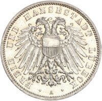 Lübeck Freie und Hansestadt 3 Mark 1912 A Silber...