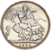 Großbritannien Victoria 1 Crown 1889 London Silber ss