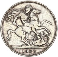 Großbritannien Victoria 1 Crown 1890 London Silber...