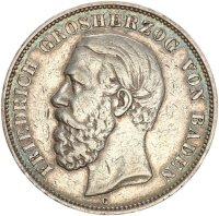 Baden Friedrich I. 5 Mark 1891 G ohne Querstrich beim A...