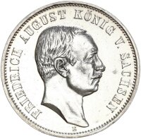 Sachsen Friedrich August III. 3 Mark 1909 E Silber vz+...