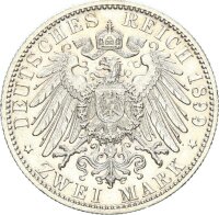 Württemberg Wilhelm II. 2 Mark 1899 F Silber pfr., f. stgl. Jäger 174
