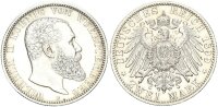 Württemberg Wilhelm II. 2 Mark 1899 F Silber pfr., f. stgl. Jäger 174