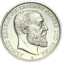 Sachsen-Coburg-Gotha Alfred 2 Mark 1895 A Silber vz+...