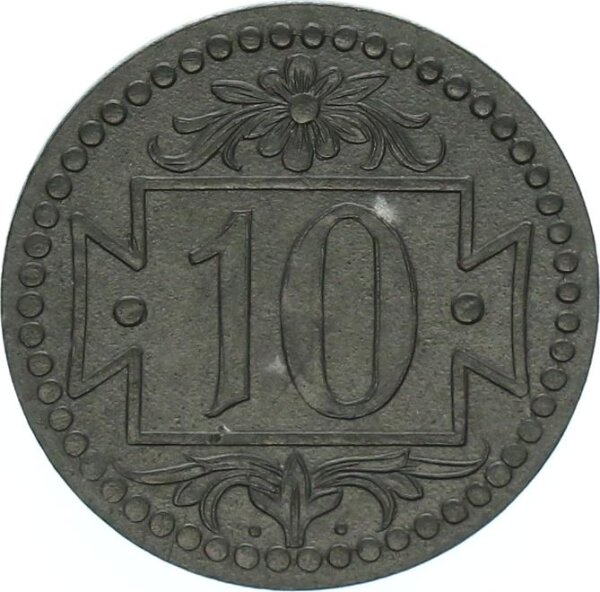 Danzig Freie Stadt 10 Pfennig 1920 Gewehrfabrik Danzig Notgeld, kleine Wertzahl Zink f. stgl. Jäger D1a