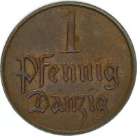 Danzig Freie Stadt 1 Pfennig 1930 (A) Wappen von Danzig...
