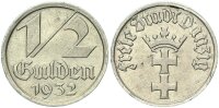 Danzig Freie Stadt 1/2 Gulden 1932 (A) Wappen von Danzig vz Jäger D14