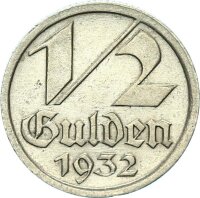 Danzig Freie Stadt 1/2 Gulden 1932 (A) Wappen von Danzig...