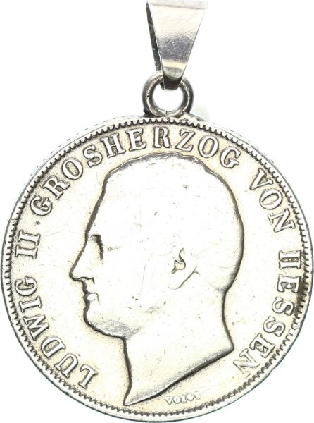 Hessen-Darmstadt Ludwig II. 1 Gulden 1840 als Kettenanhänger Silber s-ss