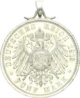 Schmuck 5 Mark 1913 G gehenkelt Silber vz/vz+ Jäger 40