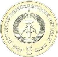 DDR Gedenkmünze 5 Mark 1987 A Berlin, Brandenburger Tor pfr., stgl. Jäger 1536