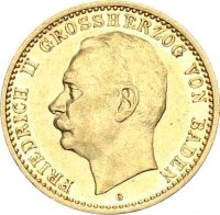 Baden Friedrich II. 10 Mark 1909 G Gold vz/vz+ Jäger...