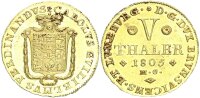 Braunschweig-Wolfenbüttel Fürstentum Karl Wilhelm Ferdinand 5 Taler 1805 MC (Braunschweig) Gold vz-stgl.