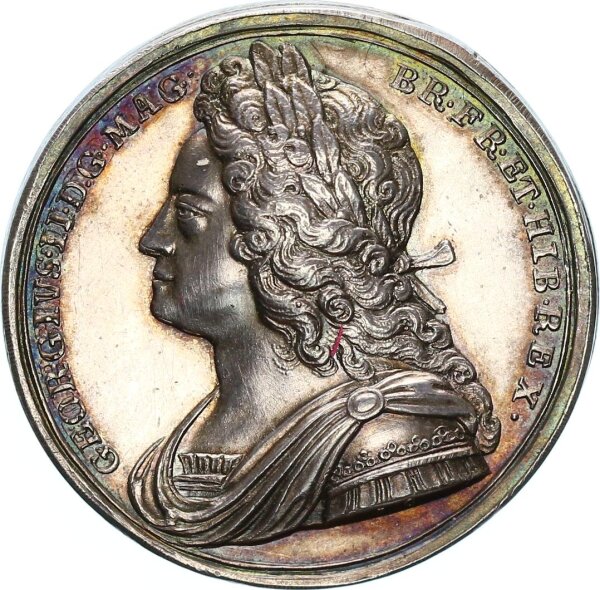 Großbritannien George II. Medaille 1727 auf seine Krönung Silber vz