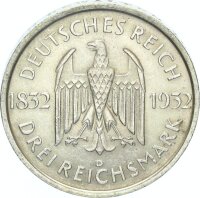 Weimarer Republik 3 Reichsmark 1932 D Goethe Silber vz+ Jäger 350