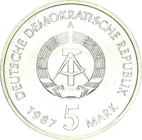 DDR Gedenkmünze 5 Mark 1987 A Nikolaiviertel, Nikolaikirche pfr., stgl. Jäger 1613