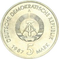 DDR Gedenkmünze 5 Mark 1987 A Nikolaiviertel, Nikolaikirche pfr., stgl. Jäger 1613