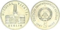 DDR Gedenkmünze 5 Mark 1987 A Nikolaiviertel, Nikolaikirche pfr., stgl. Jäger 1613