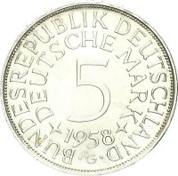 BRD Kursmünze 5 DM 1958 G (Karlsruhe) Silber pfr.,...