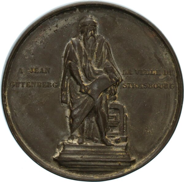 Frankreich Straßburg Medaille 1840 400-Jahrfeier Buchdruck Terrakotta ss-vz